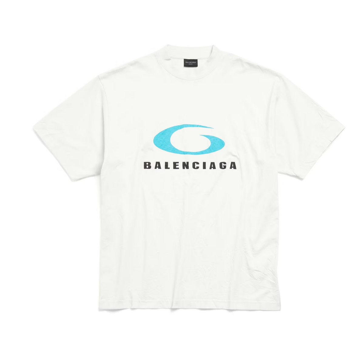 Balenciaga Cotton Jersey Logo Graphic T-shirt In Dirty White/ Blue