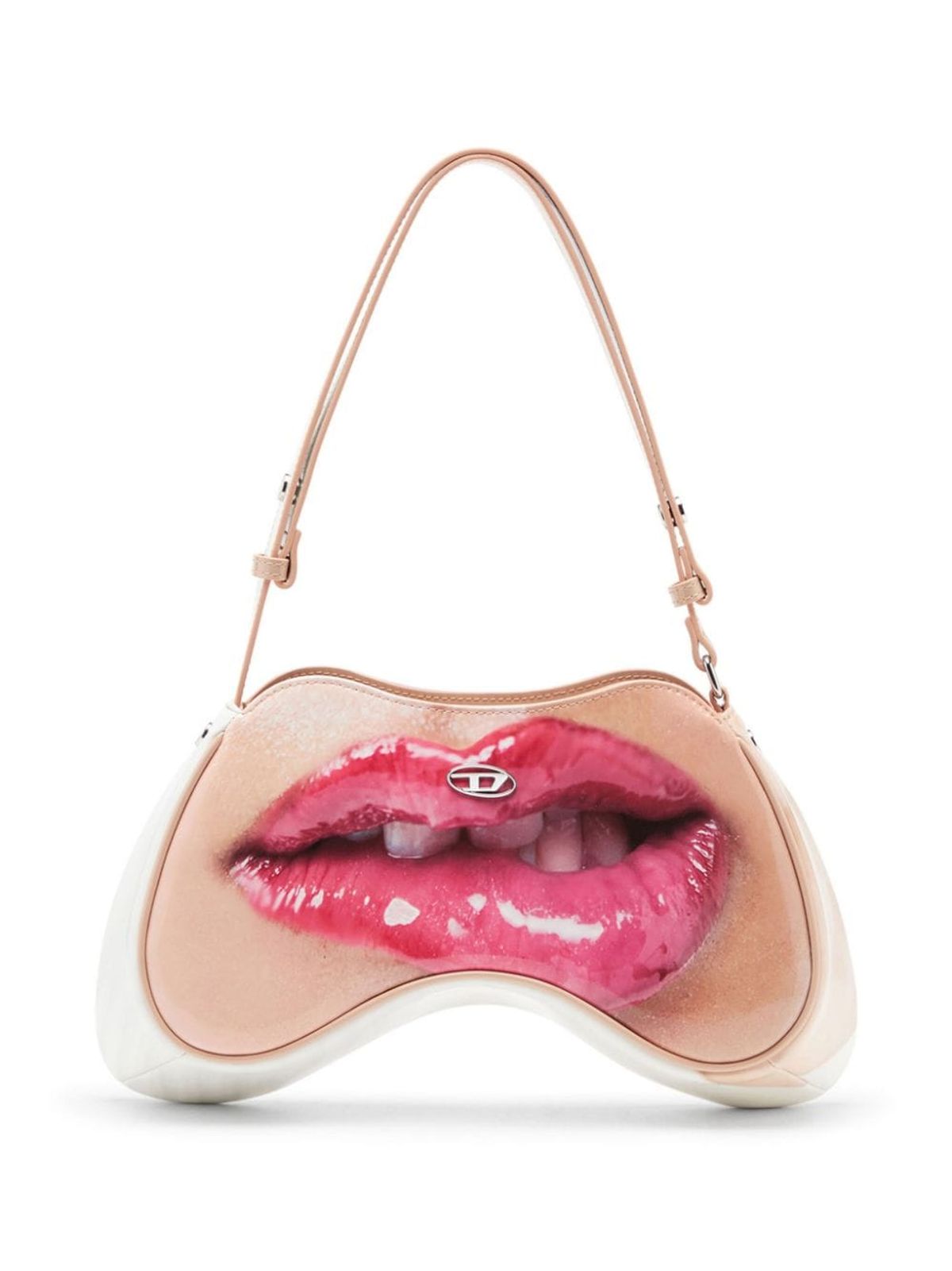 Diesel Play Lips-motif Shoulder Bag In Neutrals