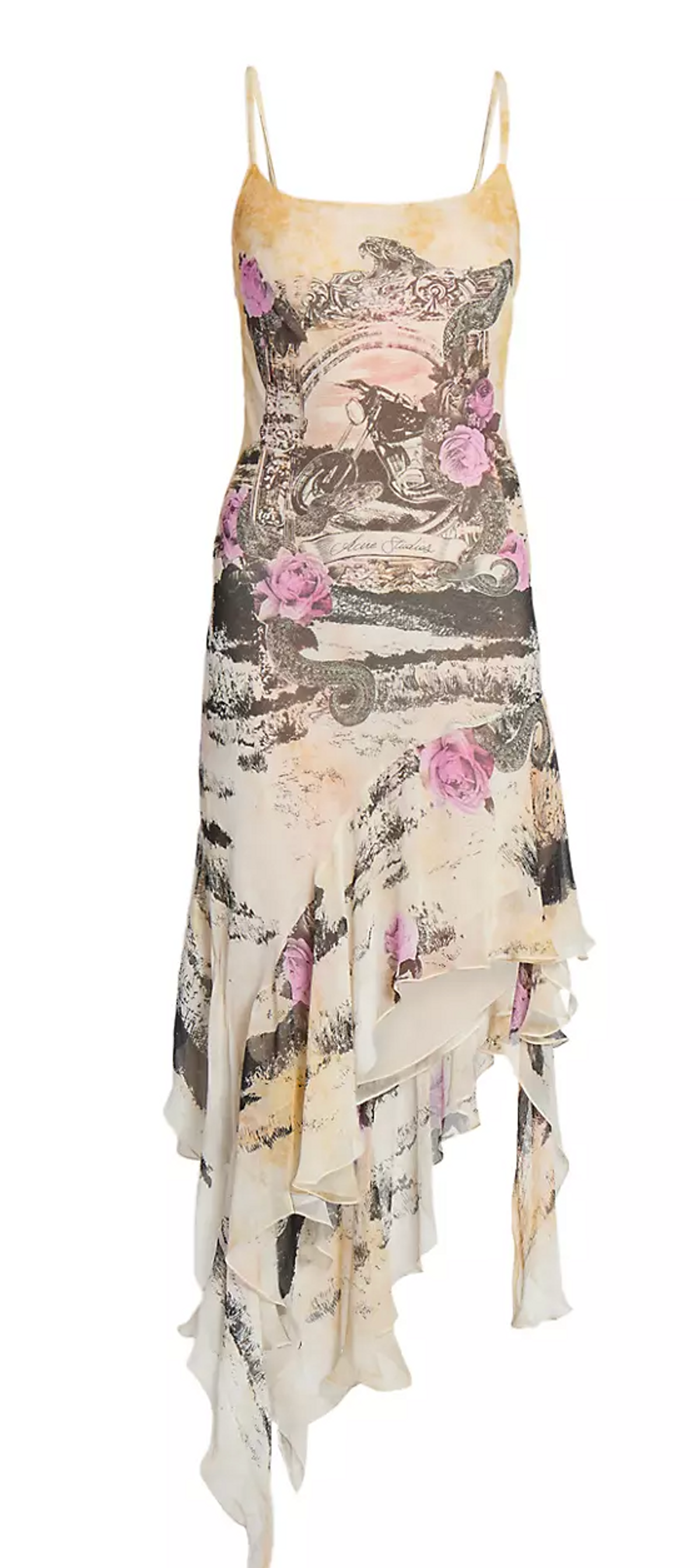 Acne Studios Danella Snake Ruffled Midi-Dress
