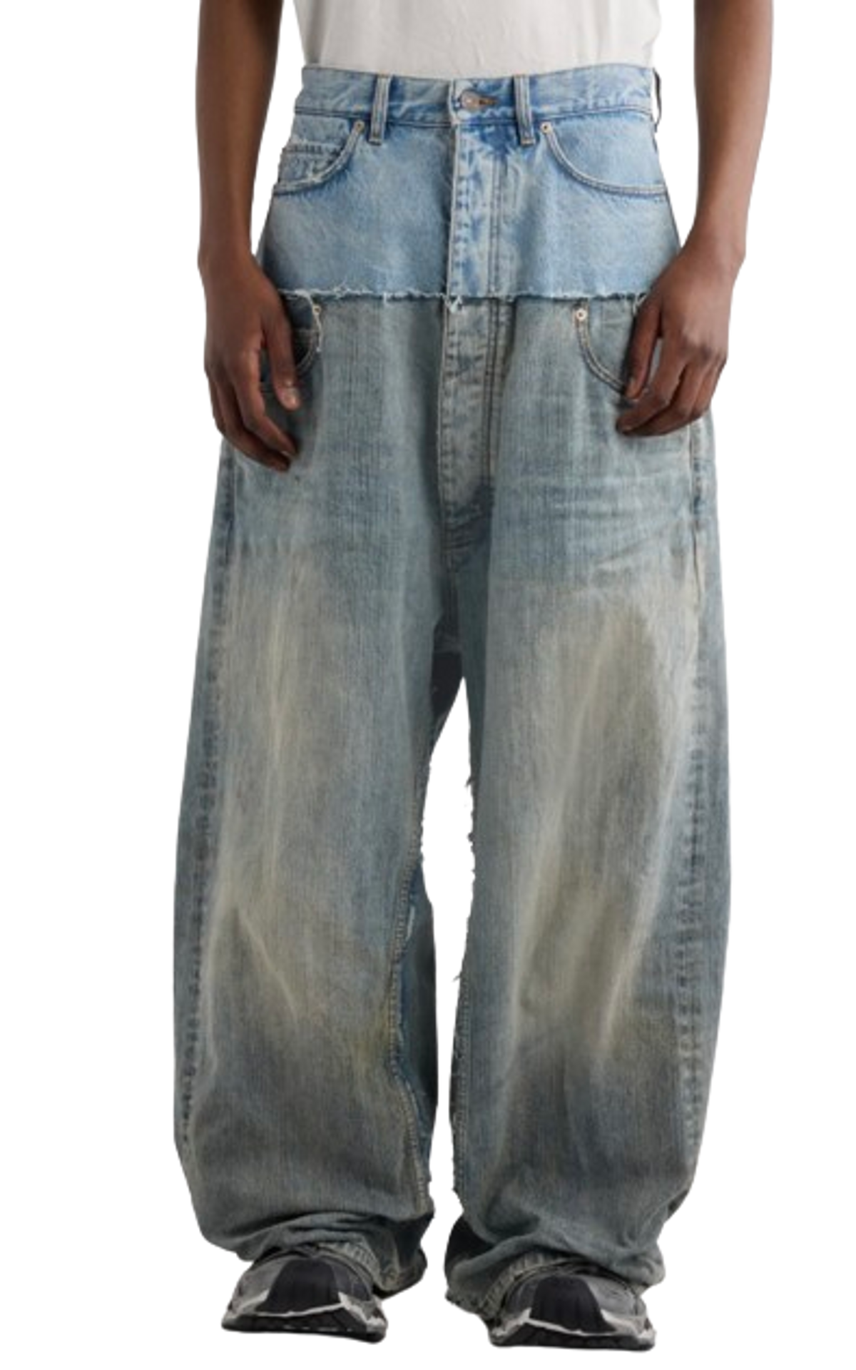 Balenciaga Distressed Layered Jeans In 3969 Iced/ Stained