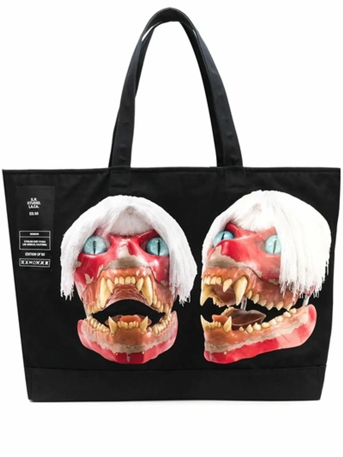 S.R. Studio. La. Ca. Jumbo White Haired Red Skull Tote In Black