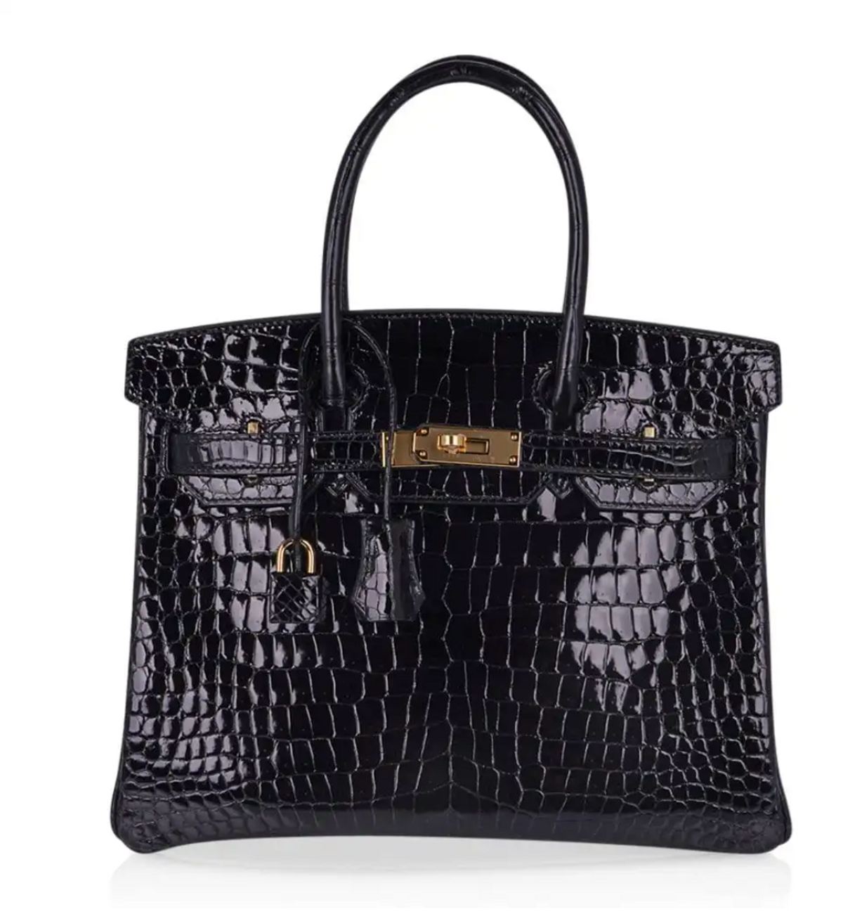 Hermes Birkin 30 Bag Black Porosus Crocodile with Gold Hardware