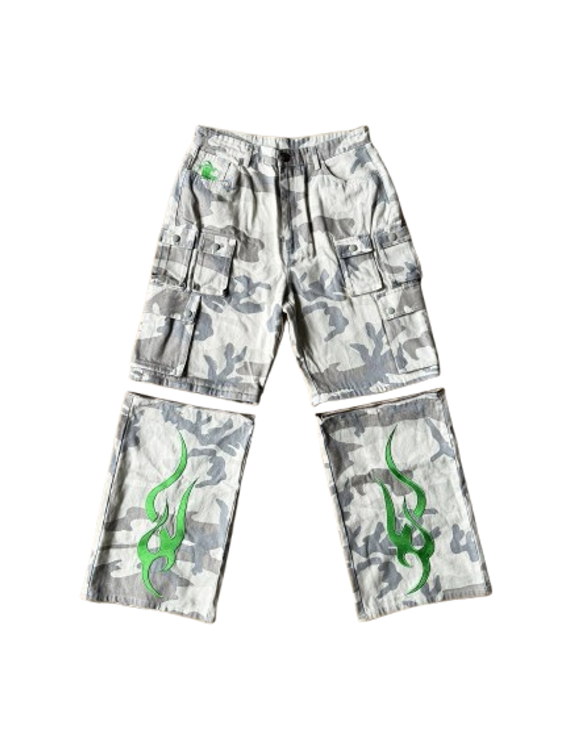 Chew Forever Convertible Snow Camo Denim Cargo Pants