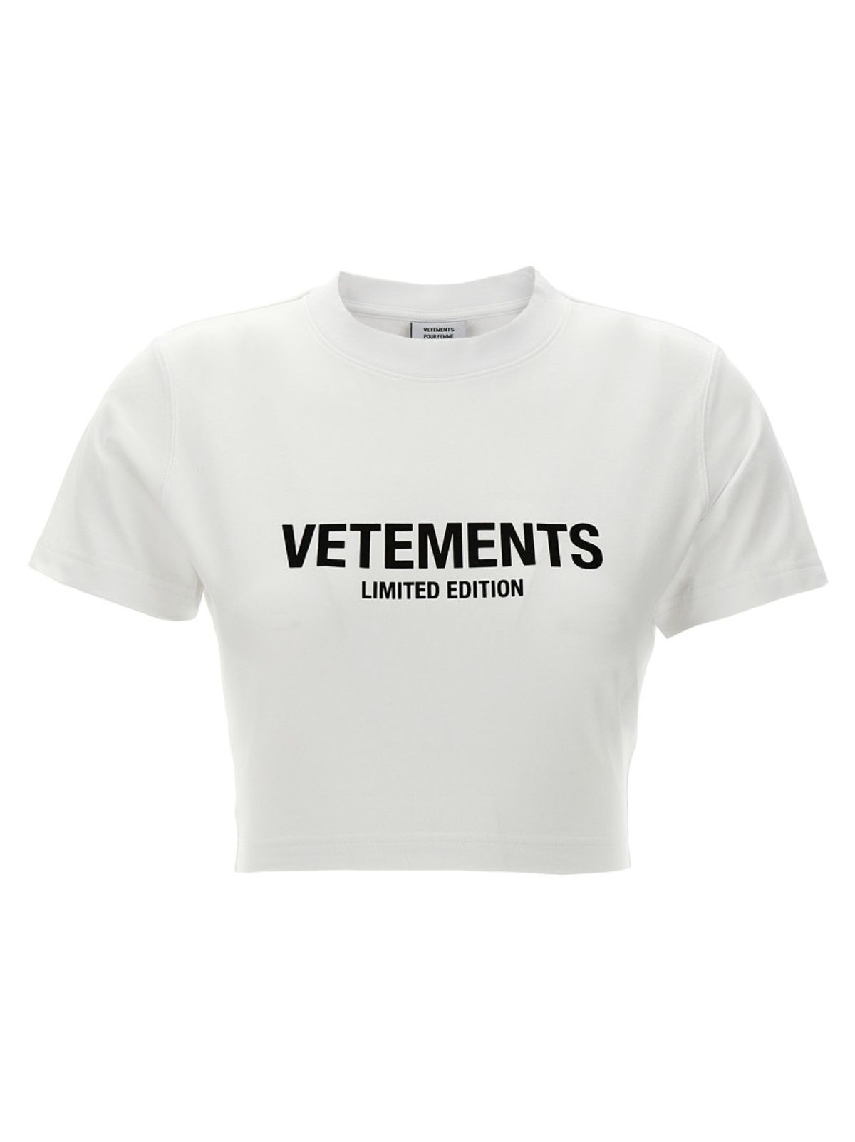 Vetements White Limited Edition Logo Cropped T-shirt