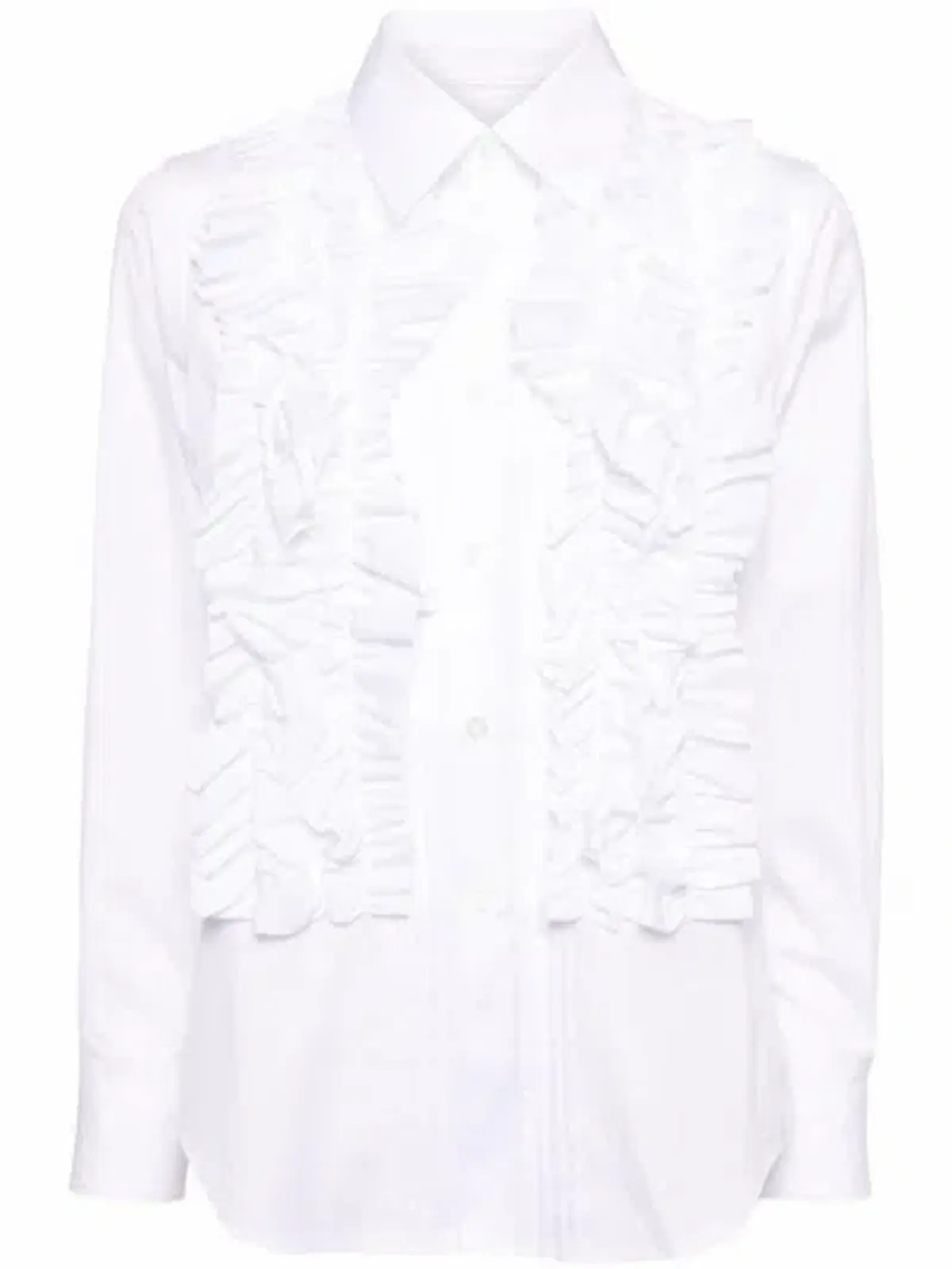 Comme Des Garcons Ruffle-trimmed Pleated Shirt In White