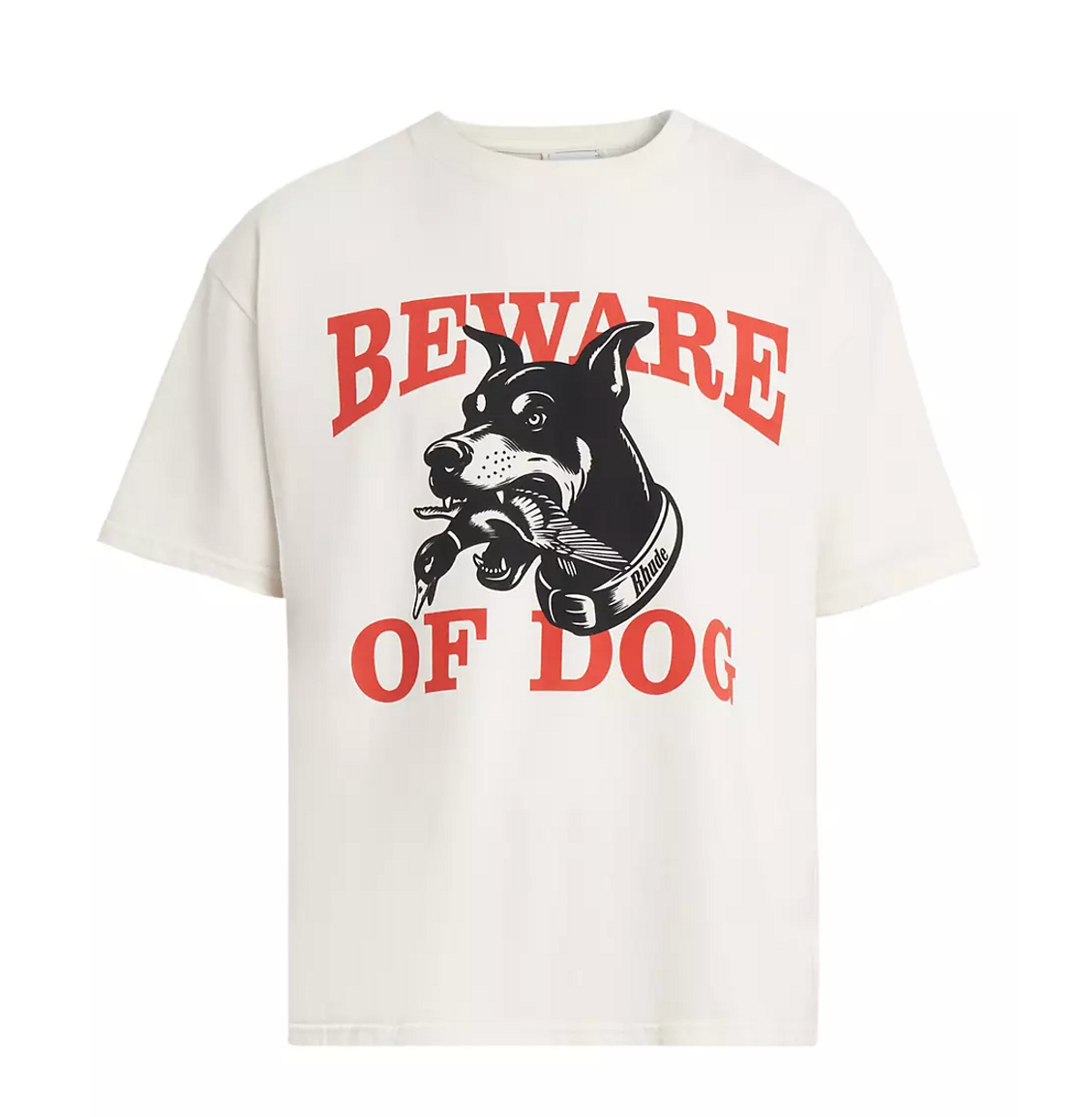 Rhude Warning Logo Cotton Short-Sleeve T-Shirt
