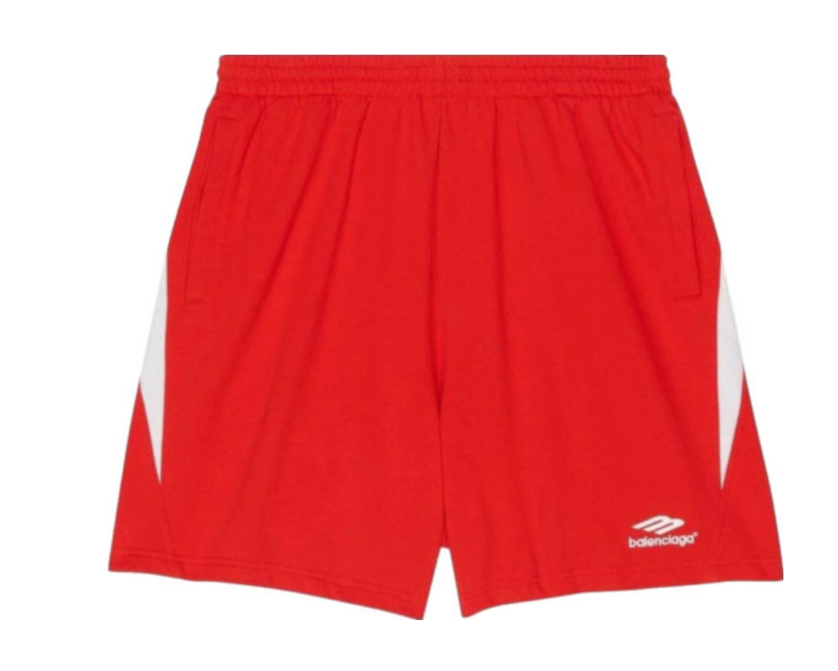 Balenciaga Red & White-Trim 3B Sports Icon Sweatshorts