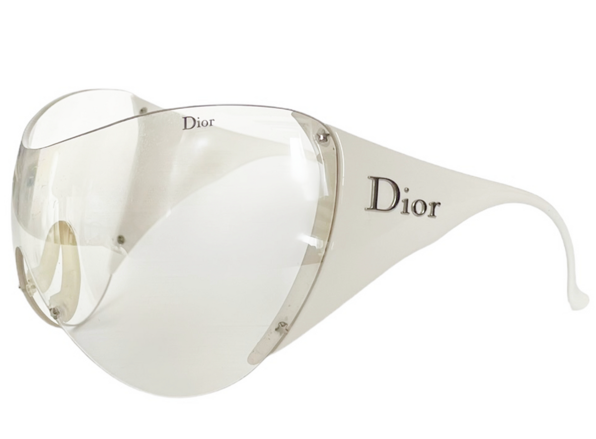 Dior Ski Oversized Wraparound Sunglasses in White