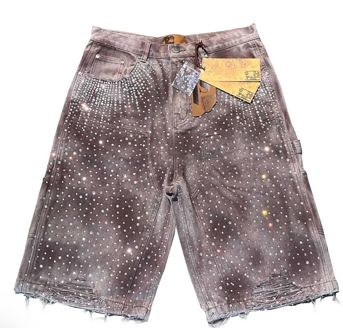 Birth Of Royal Child Redial 20k Diamond Jorts in Washed Brown