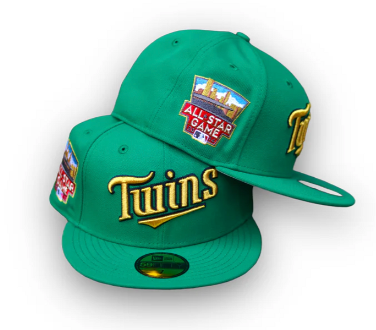 New Era Minnesota Twins 2014 ASG Green Cap and Brim with Metallic Gold Script.