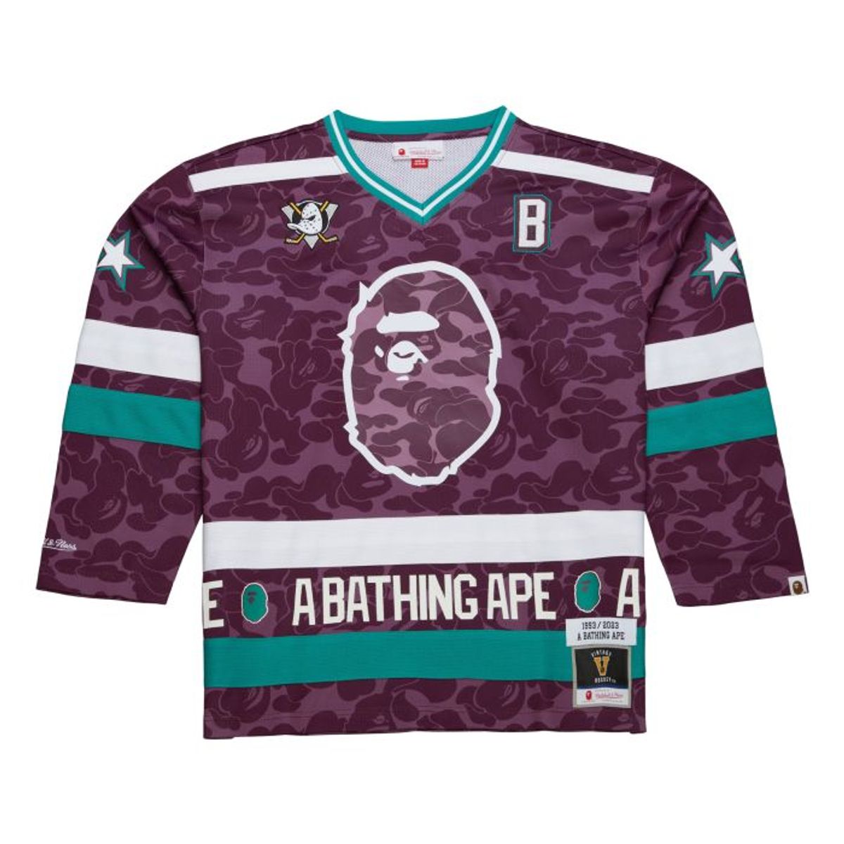 Bape × Mitchell & Ness Anaheim Ducks Ice Hockey Jersey