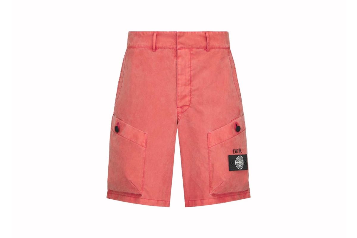 Dior × Stone Island Cotton-blend Satin Bermuda Shorts Red