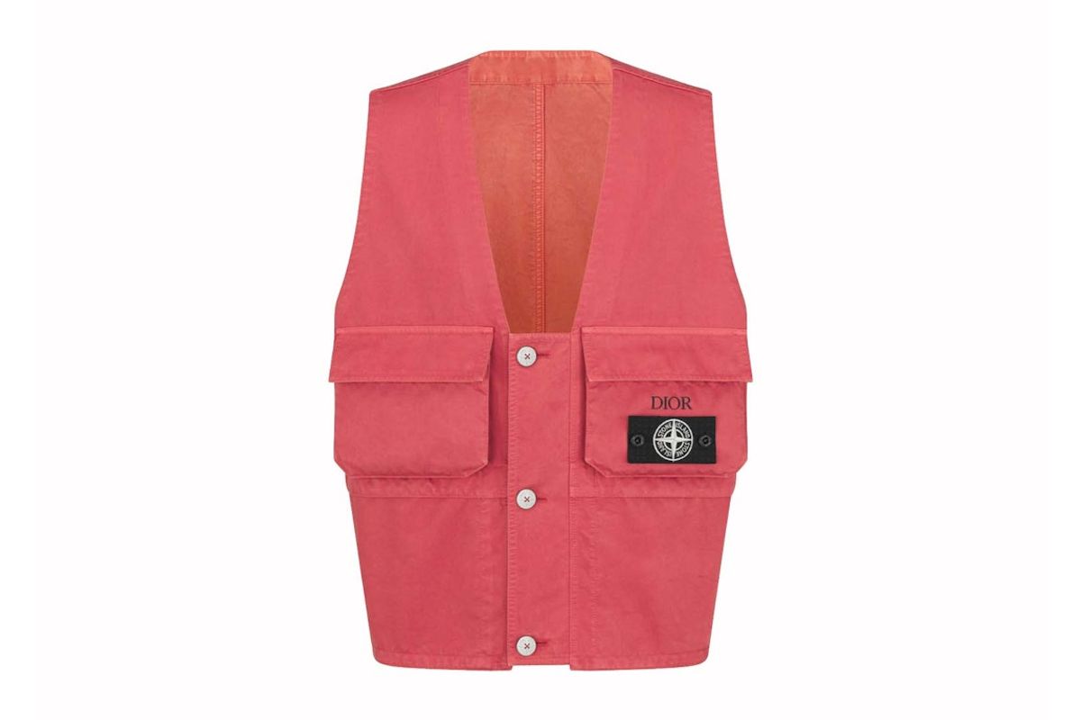 Dior × Stone Island Cotton-blend Satin Vest Red
