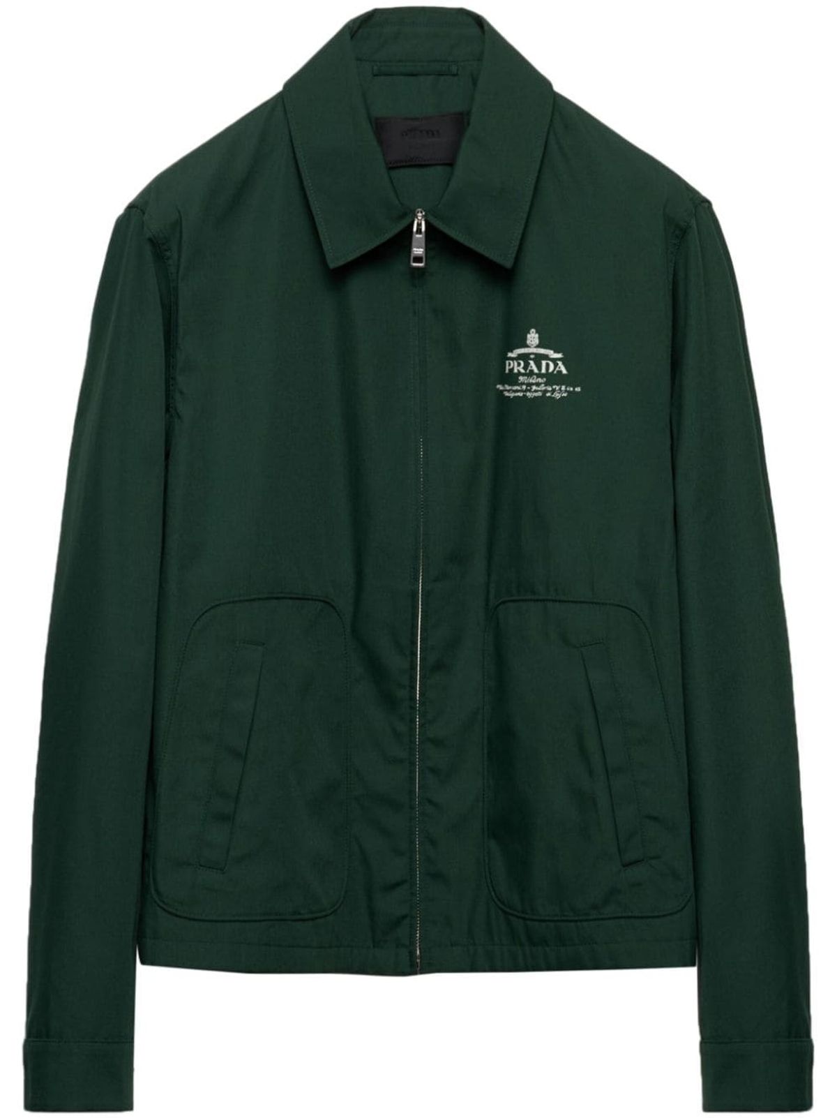 Prada Logo Print Zip Jacket In Green