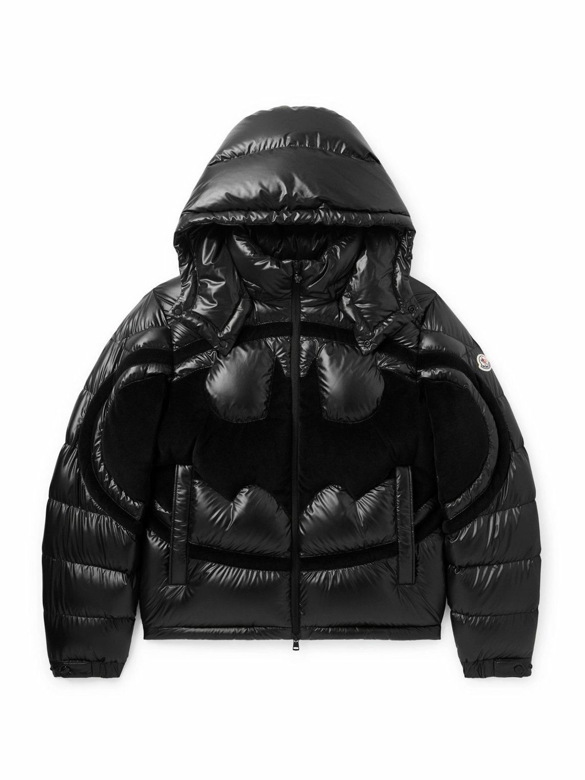 Moncler × Batman Solander Velvet-trimmed Quilted Shell Down Hooded Jacket In Black