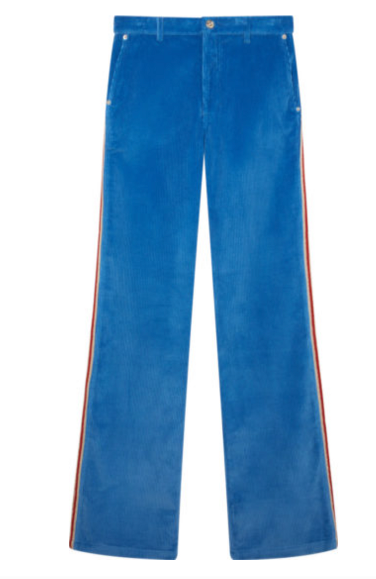 Wales Bonner Cymbal Crochet Track Stripe Corduroy Flare Pants In Blue Washed