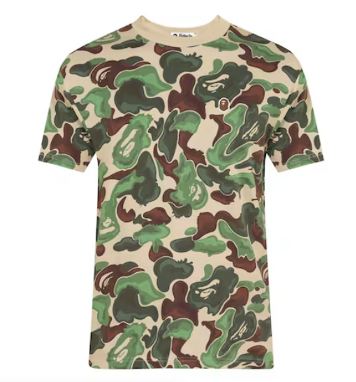 Bape Green Art Camo Ape Head One Point T-shirt