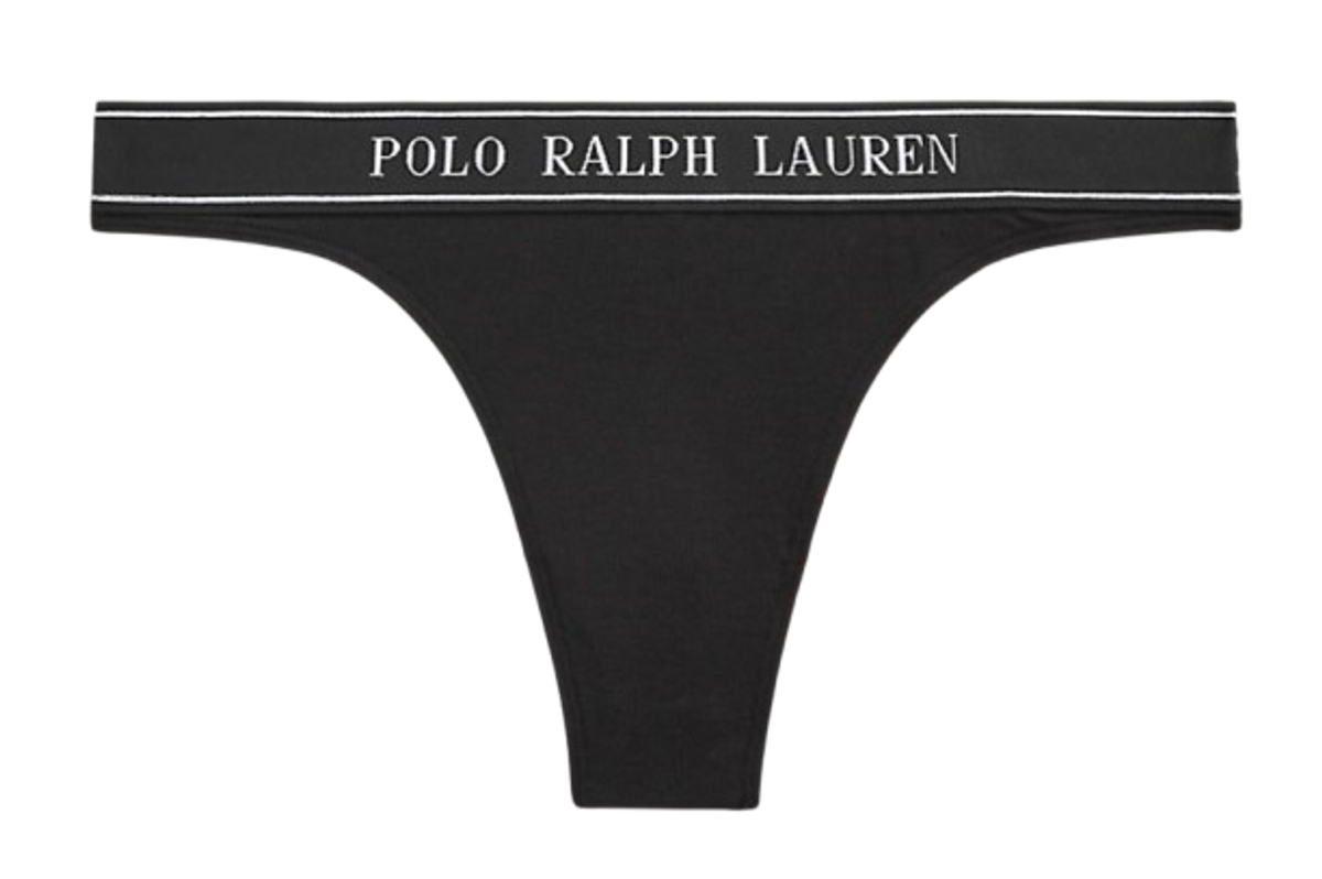 Ralph Lauren Repeat-logo Low-rise Thong In Gray