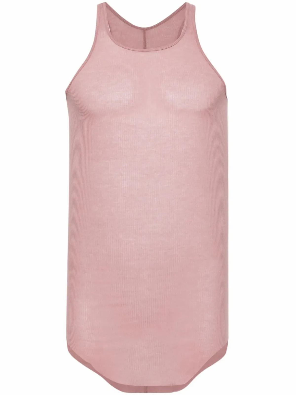 Rick Owens Pink Ribbed Tank Top In 63 Dusty Pink
