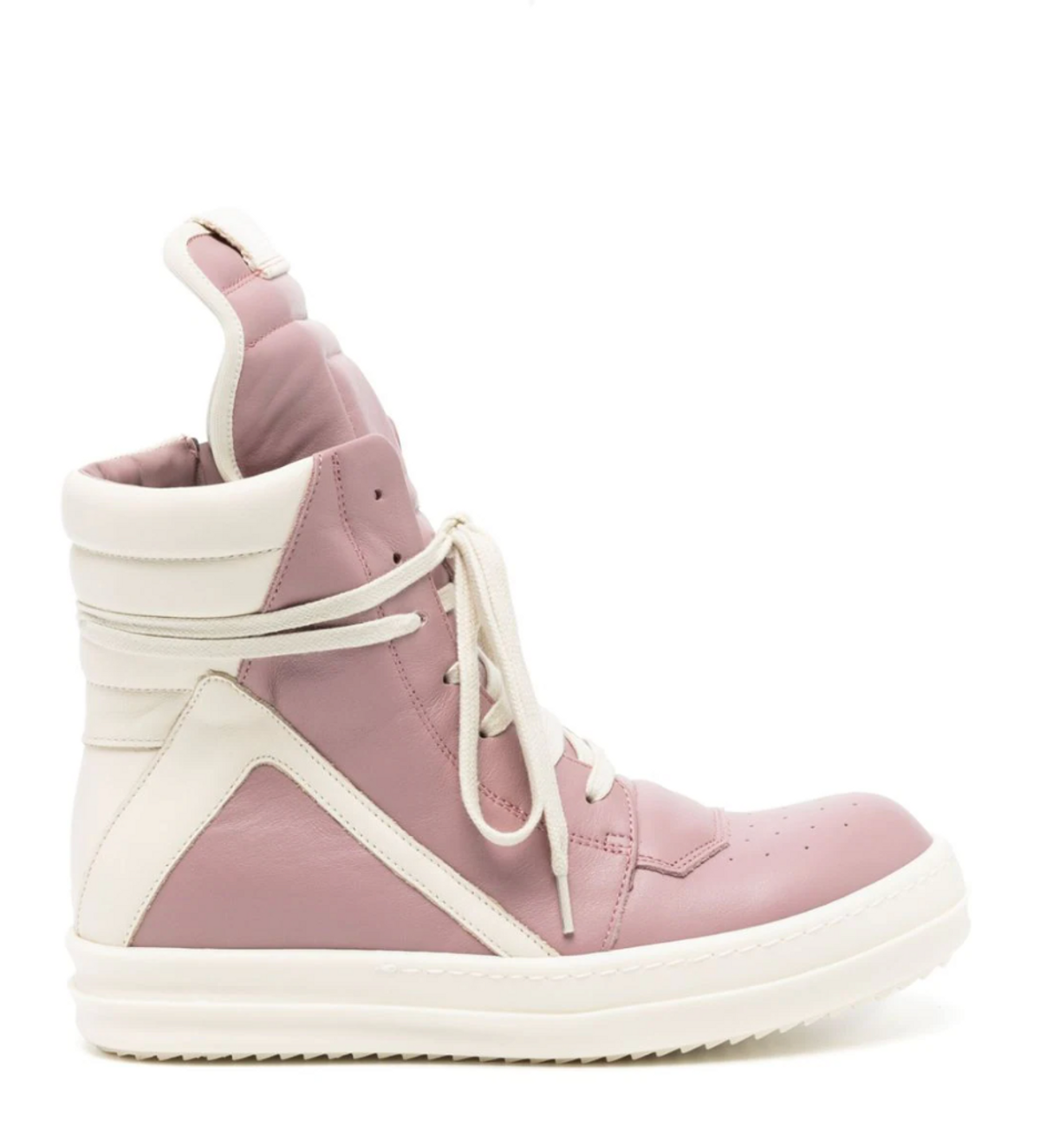 Rick Owens Geobasket Sneakers In Viola Leather In Dusty Pink Milk