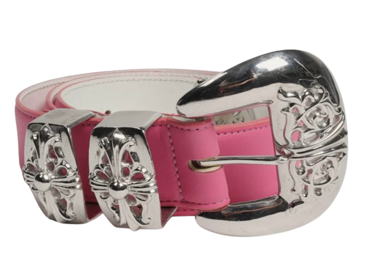 Jimmy Choo Light Pink Leather Belt with Crystal Heart Buckle Vintage BB Simon Pink Leather Belt: Swarovski Crystal Accent  main image 2