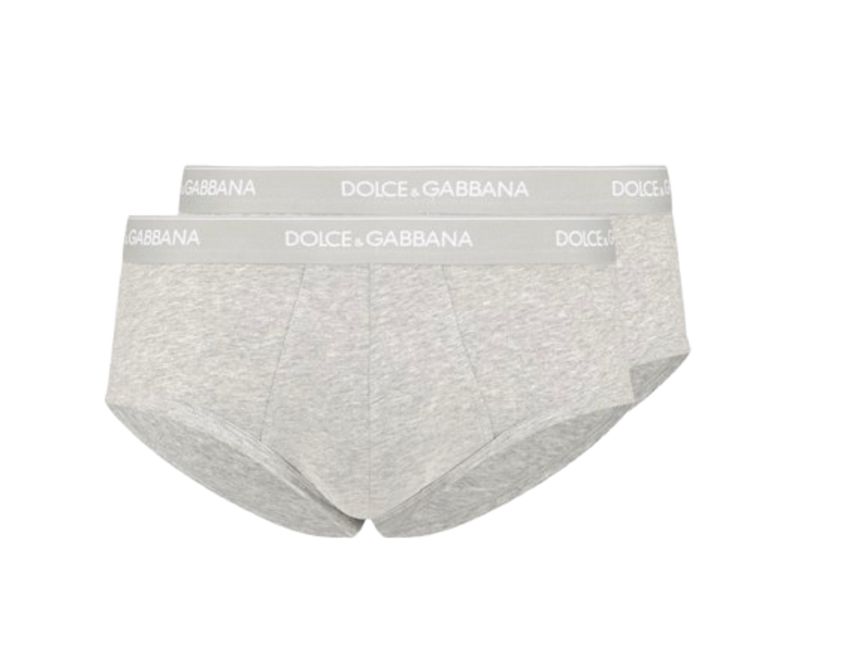 Dolce & Gabbana Stretch Cotton Brando Briefs Two-pack In Grey