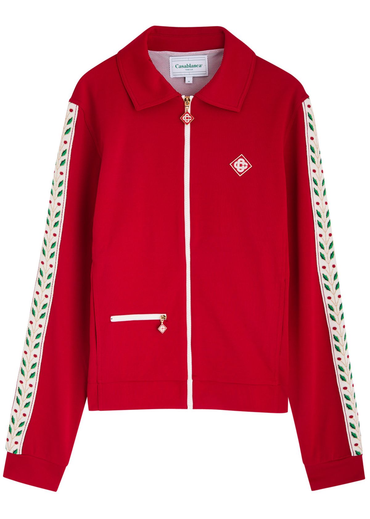 Casablanca Laurel Tricot Panelled Jersey Track Jacket In Red