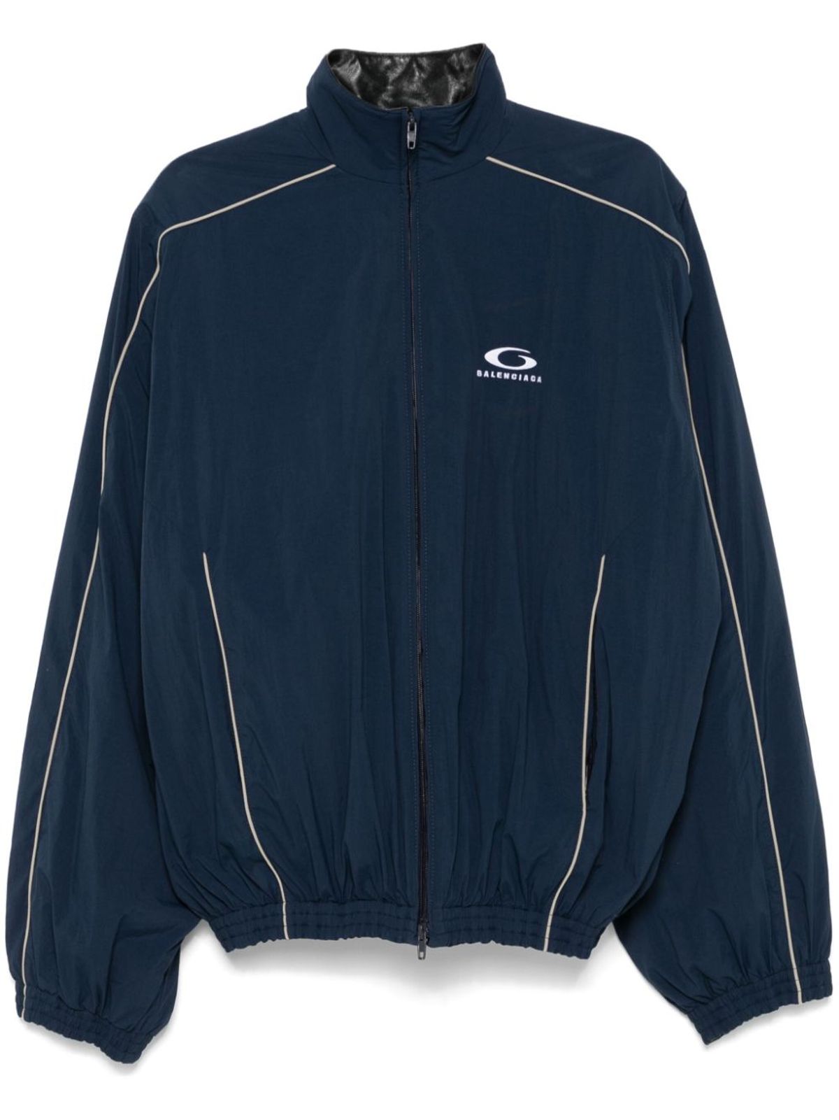 Balenciaga Crinkled Track Jacket In Blue