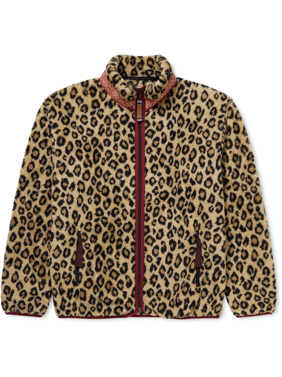 Kapital Leopard-print Webbing-trimmed Fleece Bomber Jacket In Brown