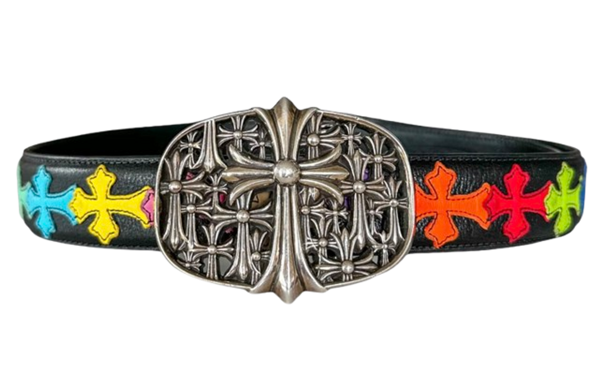 Chrome Hearts Black Multicolor Cross Patch Cemetery Belt | WHAT