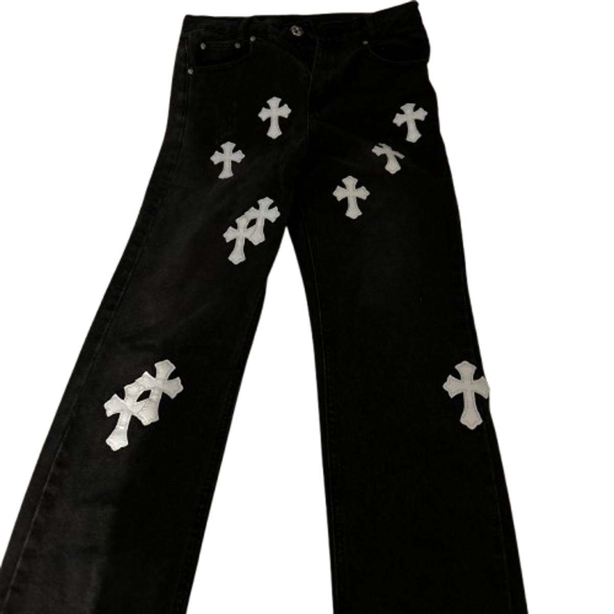 Chrome Hearts Black Pants White Crosses