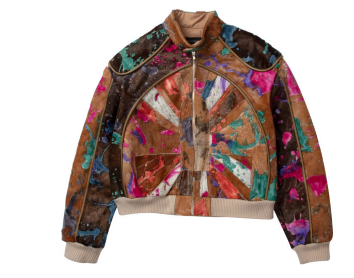 Who Decides War Brown Fur Window Paneled Flight Jacket
