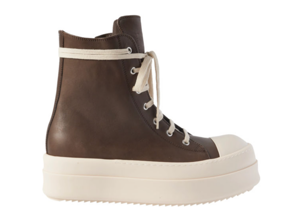 Rick Owens Leather High-top Sneakers In Brown