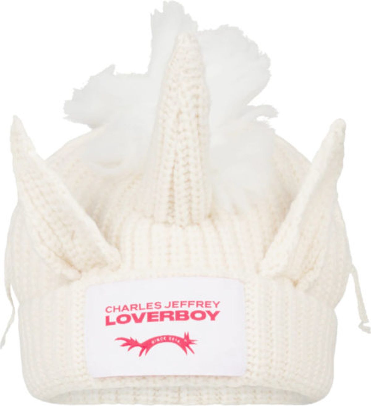 Loverboy by Charles Jeffrey Off-white Chunky Unicorn Beanie In Ecru