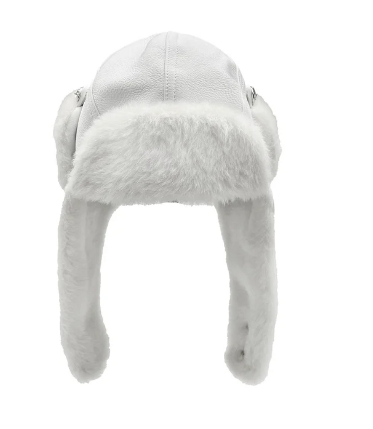 Chrome Hearts Silver Button White Fur Hat With Ear Flaps
