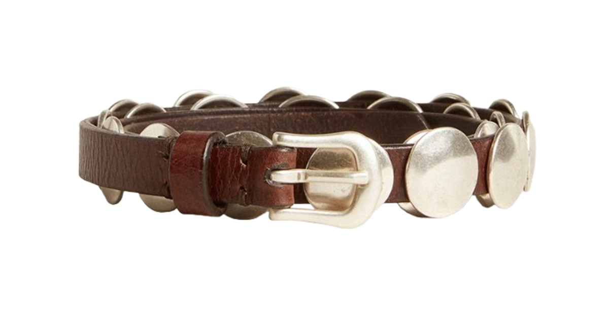 Golden Goose Trinidad belt in dark brown leather with silver maxi studs