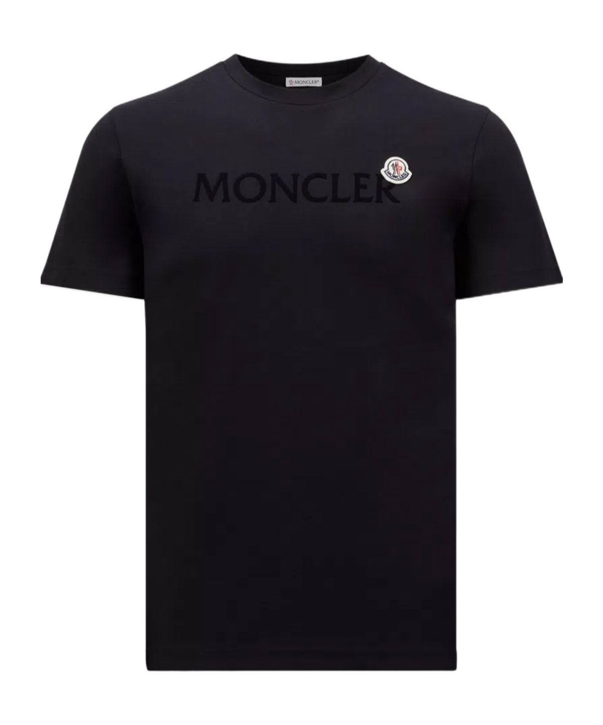 Moncler Flocked-logo Cotton T-shirt In Black