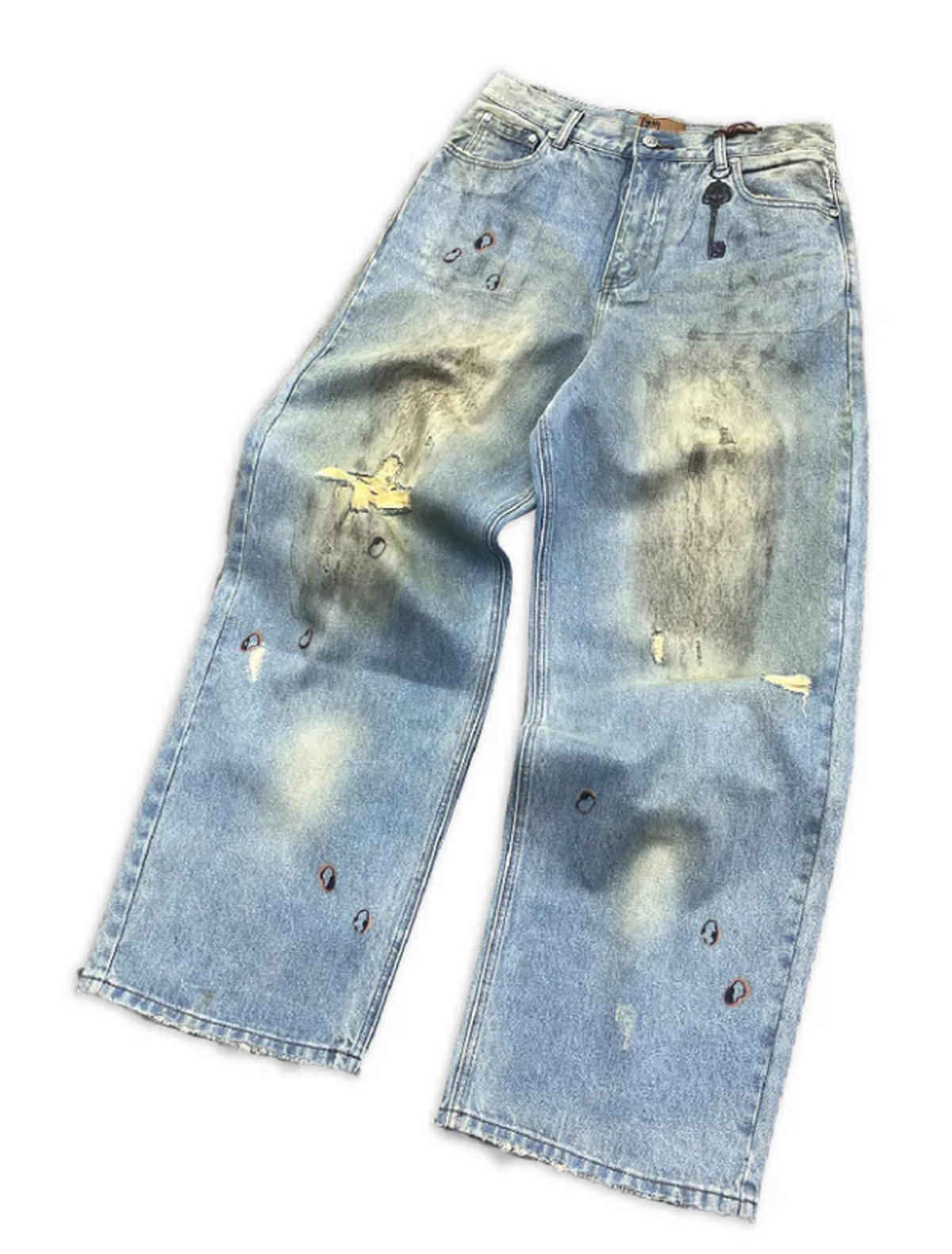 Birth Of Royal Child Dirty-Washed Brushing Wax Baggy Denim