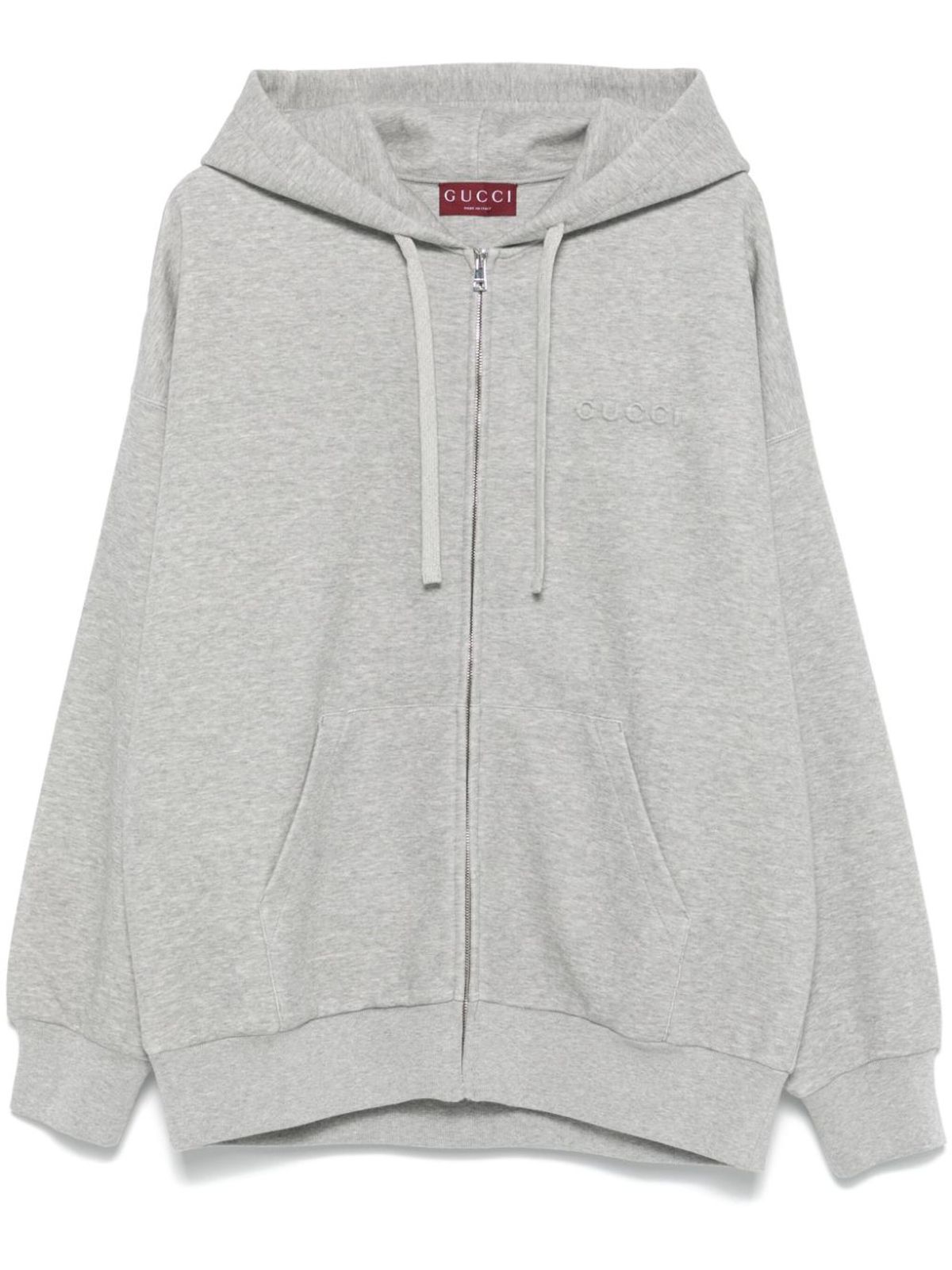 Gucci Logo-embossed Hoodie In Grey