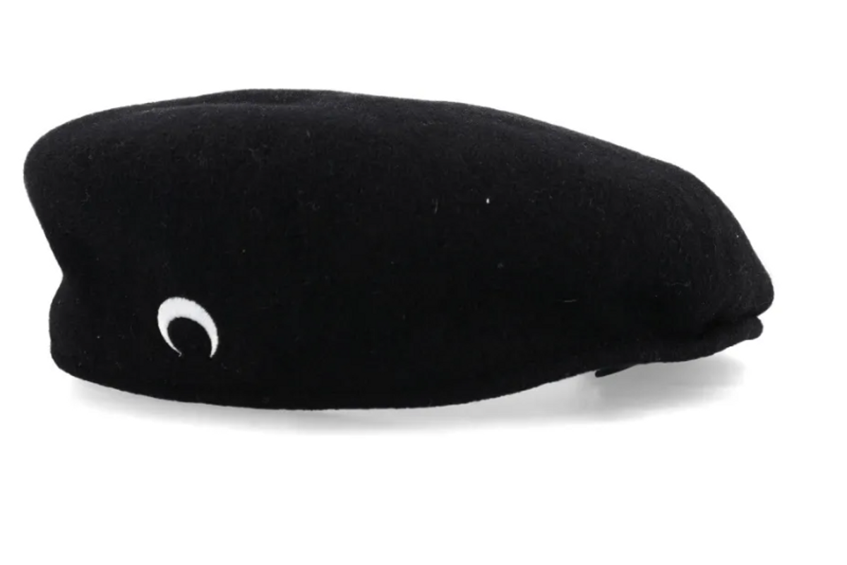 Marine Serre Embroidered-moon Beret In Black