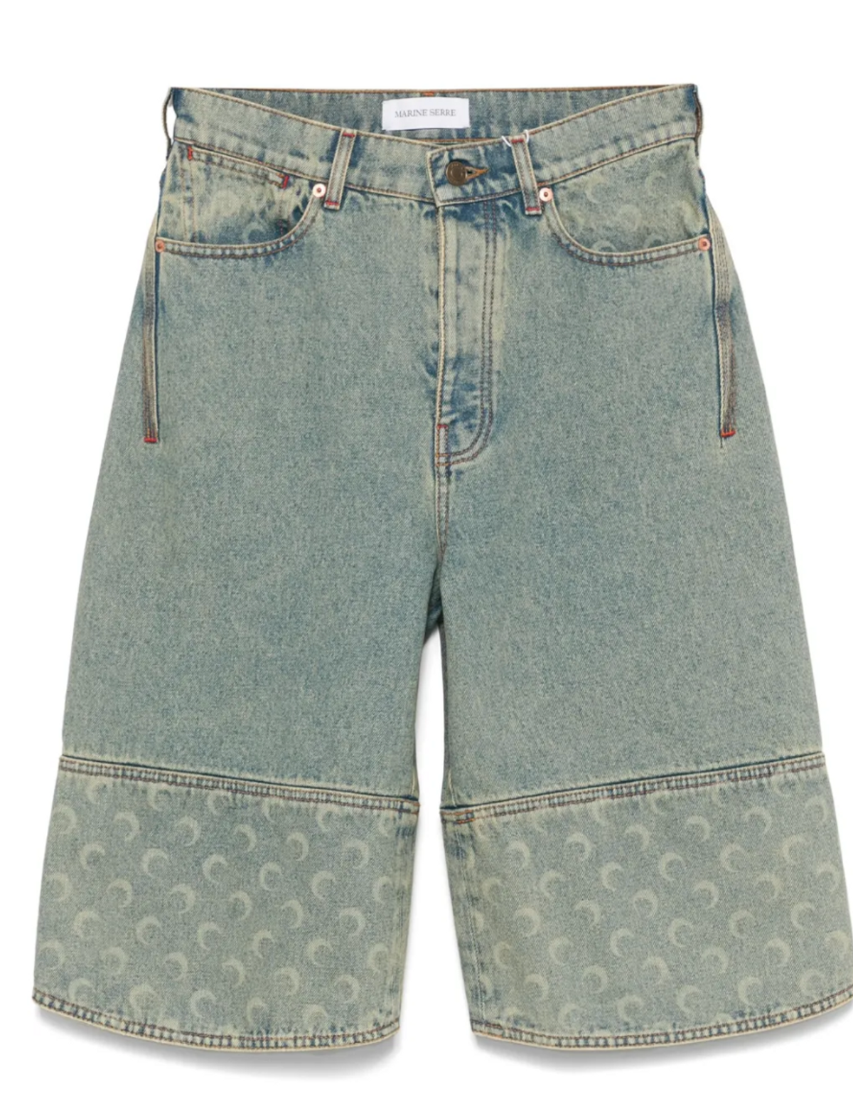 Marine Serre Moon Laser Bermuda Shorts In Blue