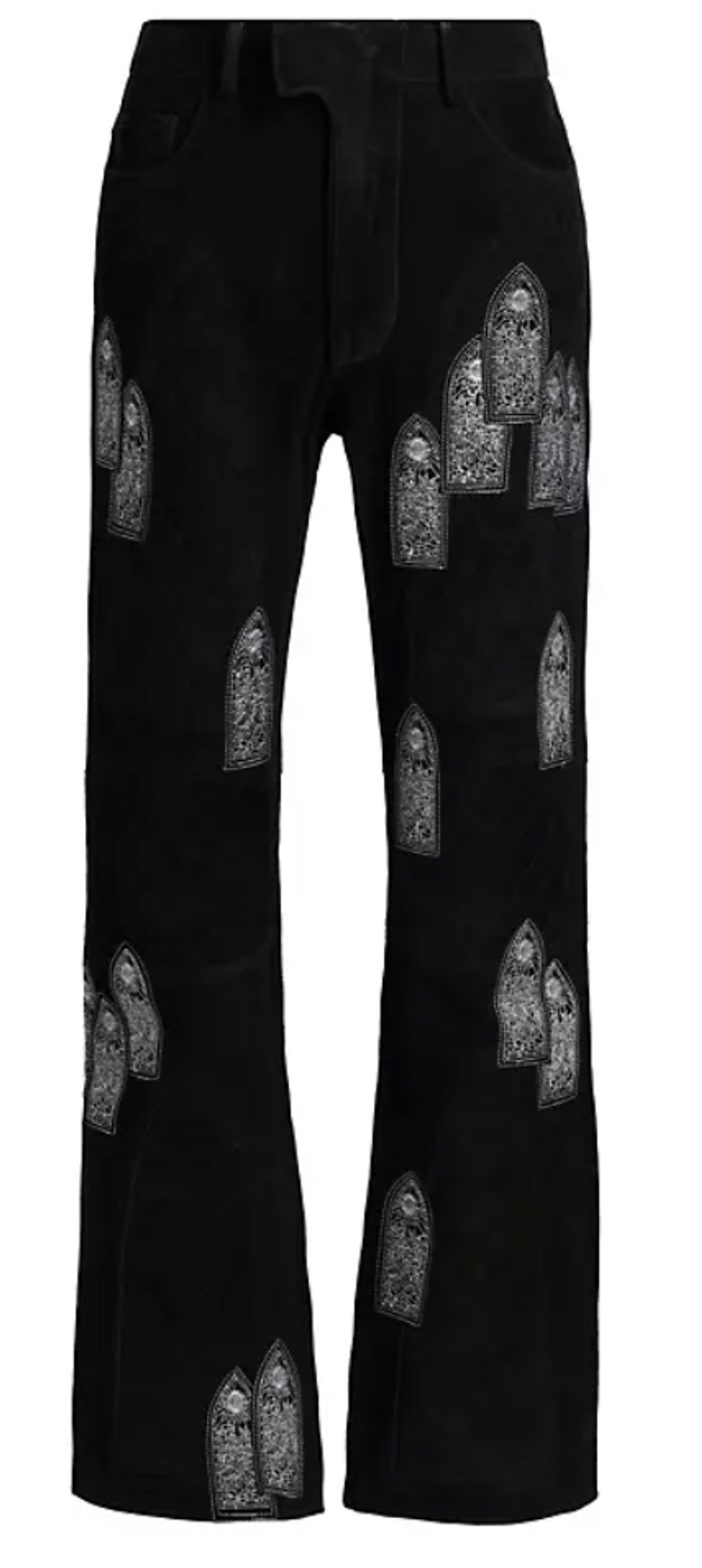 Who Decides War Abstract Suede Moto Trousers