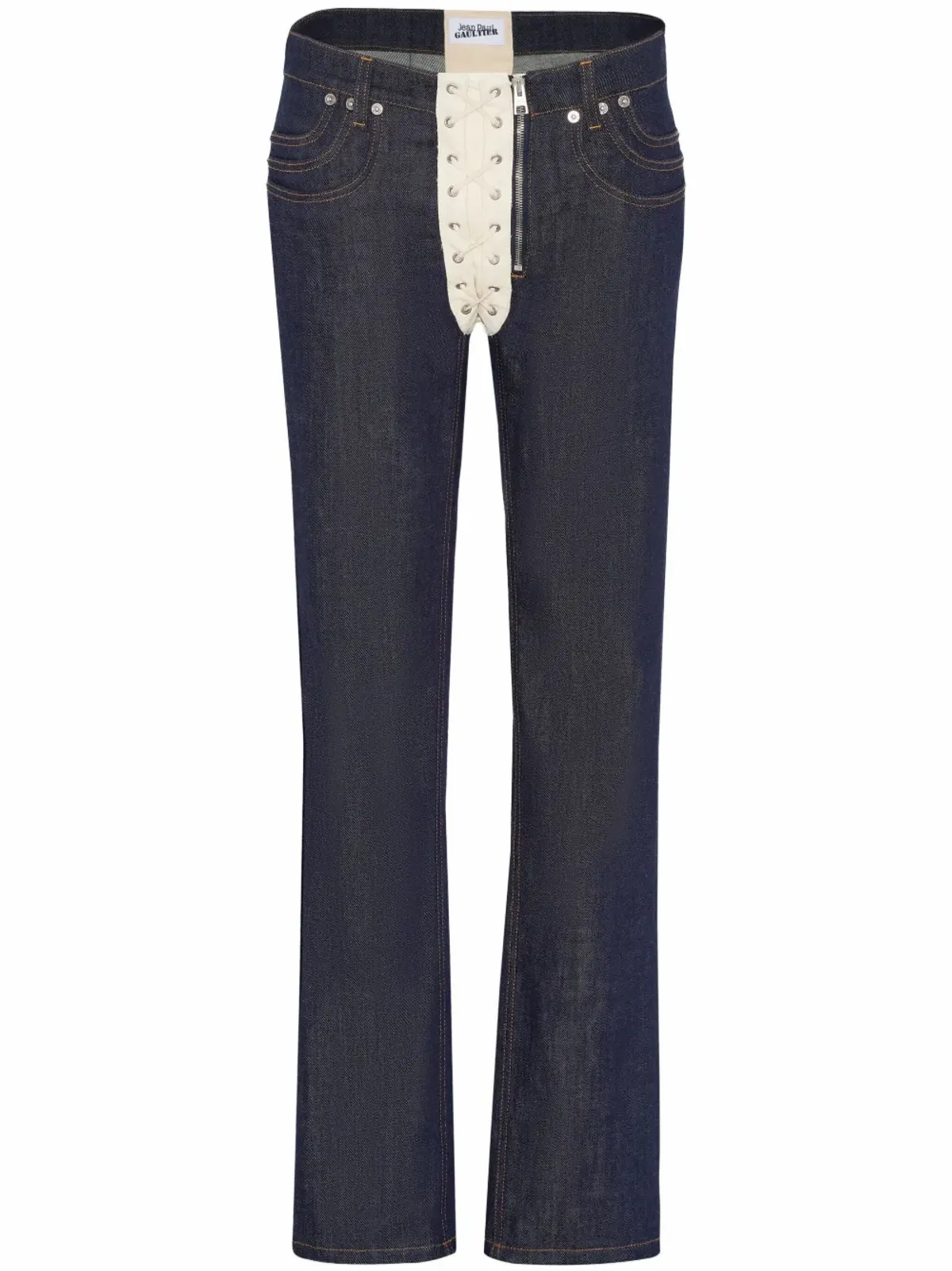 Jean Paul Gaultier contrasting lace-up jeans