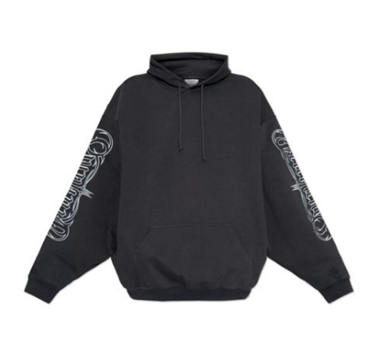 Vetements Black Metal Embroidered Oversized Hoodie