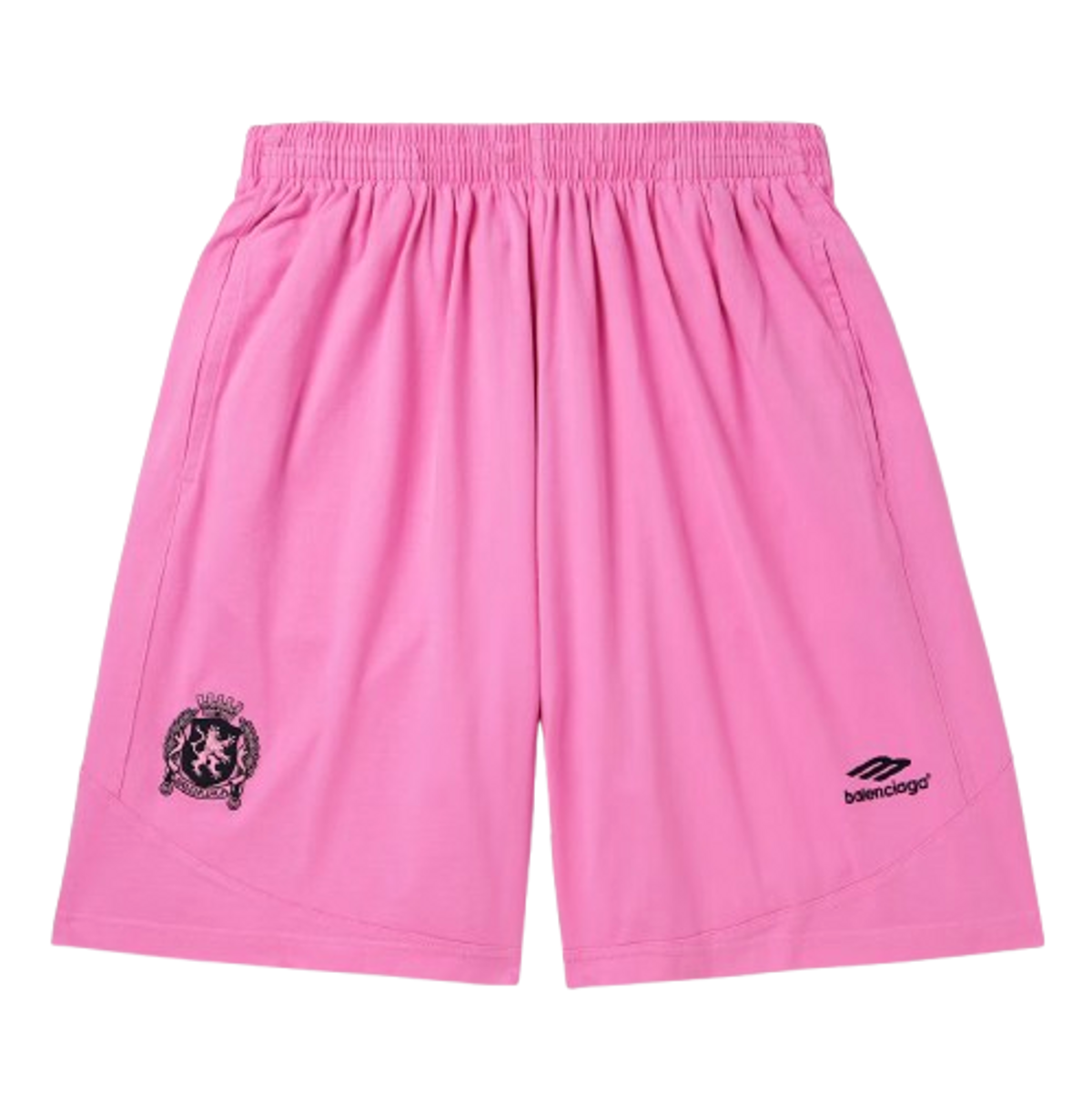 Balenciaga Wide-Leg Logo-Embroidered Cotton-Jersey Shorts Pink