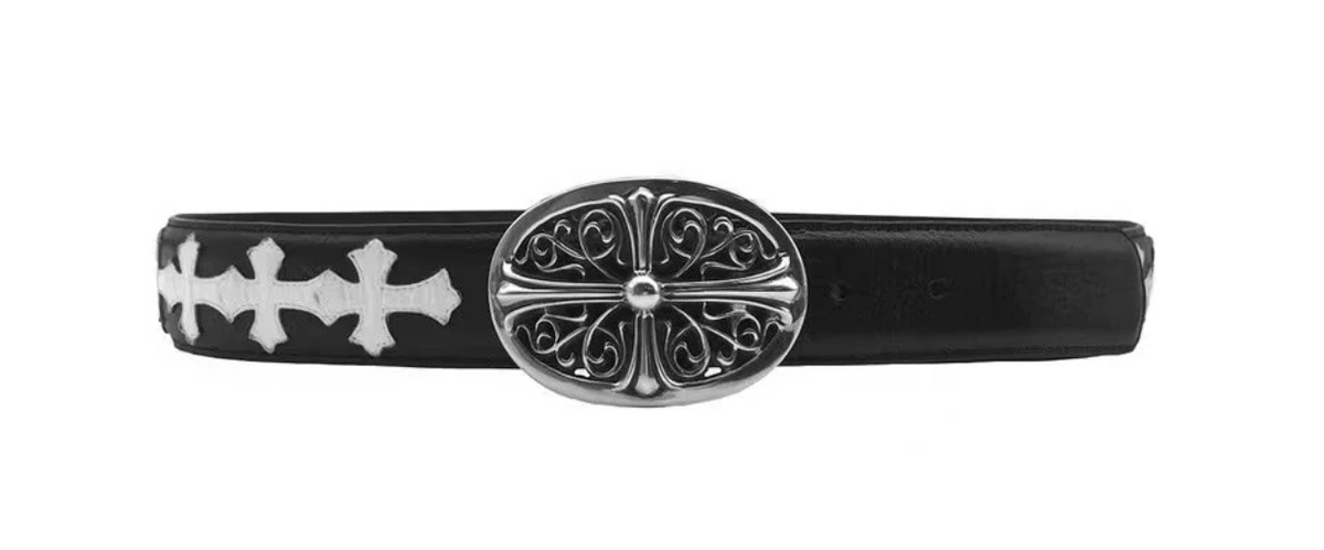 Chrome Hearts 925 Silver Oval Keeper Cross Belt Buckle
