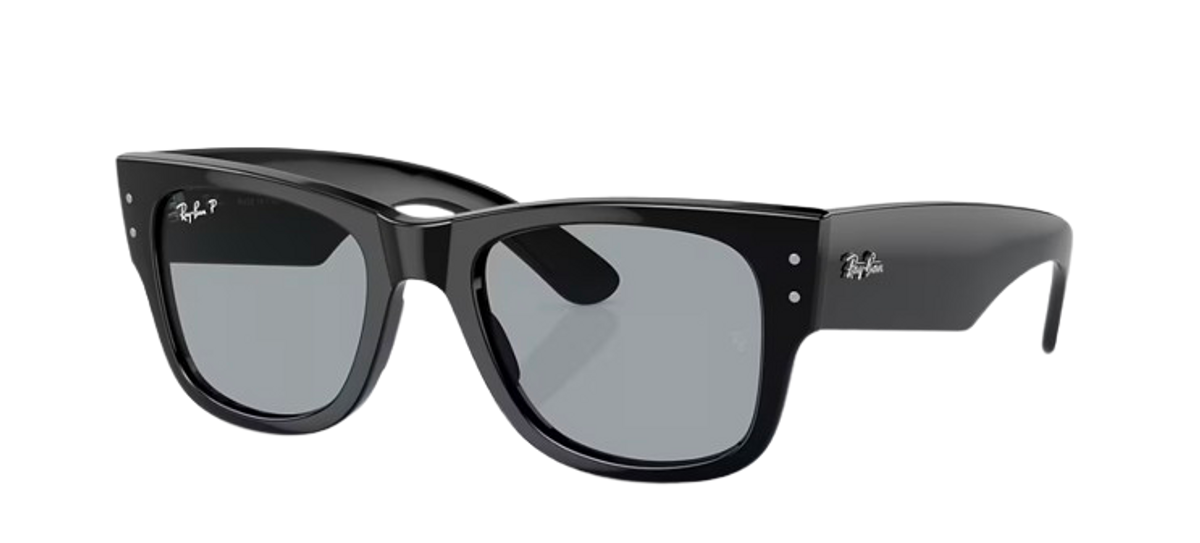 Ray-Ban Mega Wayfarer Sunglasses Black Frame Green Lenses Polarized 52-21