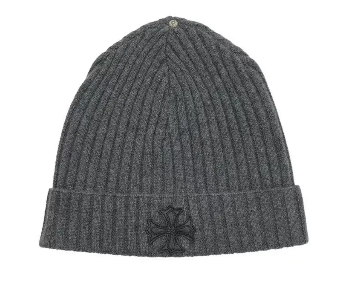 Chrome Hearts Leather Cross Beanie Grey