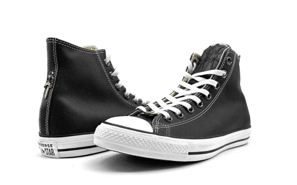 Converse × Chrome Hearts Silver Sword Leather High-Top Sneakers