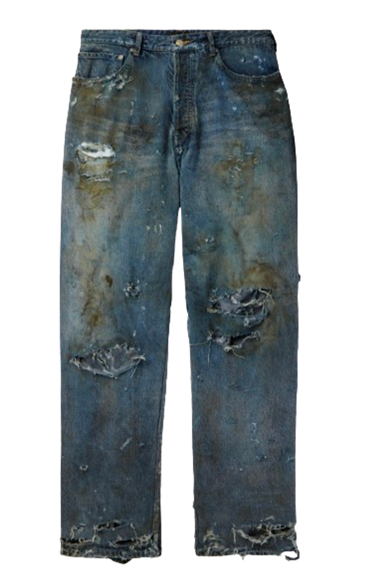 Balenciaga Super Destroyed Baggy Pants In Blue